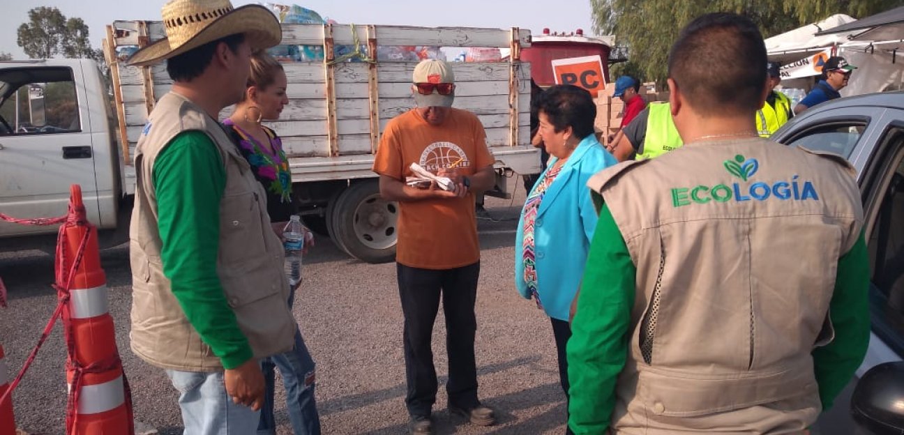 Entrega ecología apoyo a brigadistas del incendio en Sierra de San Miguelito