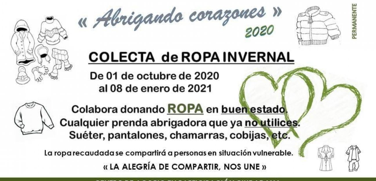Más de 3 mil prendas abrigadoras serán entregadas en temporada invernal