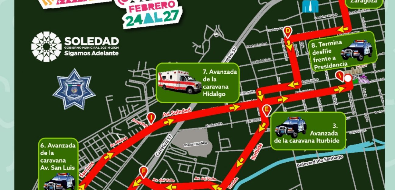 Dirección de Tránsito de Soledad anuncia cierre de calles por Carnaval