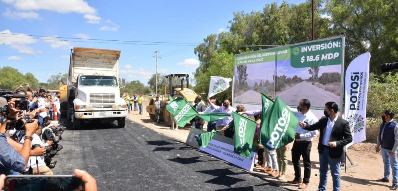 Ayuntamiento de Soledad y Gobierno del Estado arrancan obra de ampliación de vía de acceso a Palma de la Cruz