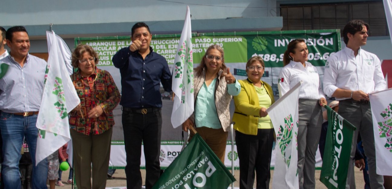 Alcaldesa de Soledad y el gobernador del Estado dan el banderazo de arranque a la construcción del puente elevado en avenida Cactus 