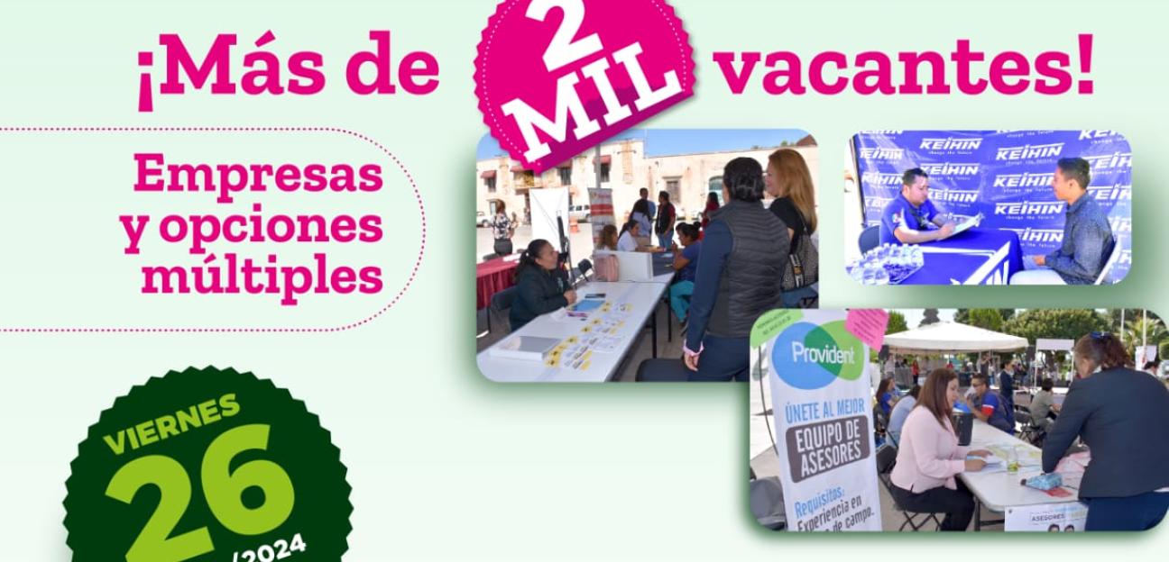 Más de 2 mil espacios laborales tendrá Expo Empleo en Soledad de G.S.